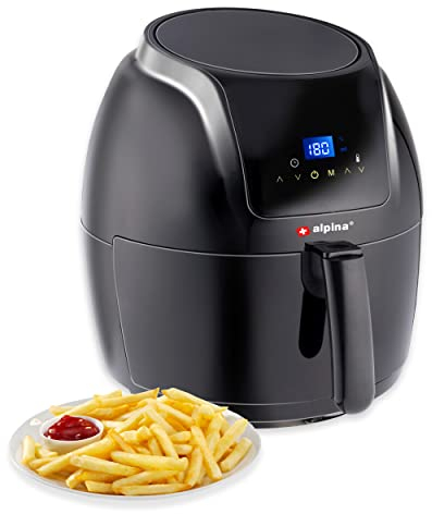 alpina Heißluftfritteuse - 5 Liter - 230V - Airfryer - Digitaler Touchscreen - Huhn, Gemüse, Brot, Muffin - 7-8 Personen