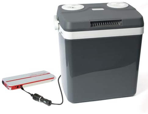 Bundle aus Dino KRAFTPAKET Kühlbox mit Powerbank für Auto Boot Camping für 12V und 230V Steckdose Powerbank mit Starthilfe 12V 600A