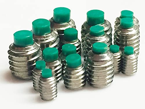 Die Nylon-Madenschrauben sind aus 304 Edelstahl A2 mit einer einfarbigen Oberfläche M3 x 5 mm, M4 x 5 mm, M5 x 7 mm, M6 x 7,5 mm, 16 Stück (M4 x 5)