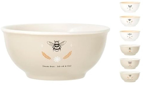 H&H Botanicum Set 6 Scodelle in New Bone China, 14cm, Colazione, Decorate