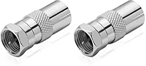 conecto Antennen-Adapter, F-Stecker auf IEC-Buchse, Adapter zum Verbinden von IEC-Anschlüssen mit Sat-Anschlüssen, 2er Set