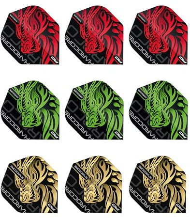 RED DRAGON Jonny Clayton Hardcore Dart Flight-Paket - 3 Sätze pro Packung (insgesamt 9 Dart-Flüge)