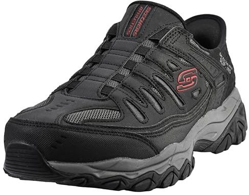Skechers Afterburn M. Fit Ridgeburn Loafers för män, handsfree-skor, slip-ins, Svart/kol, 44 EU