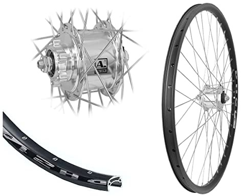 Bärwinkels 26/27,5/28 Zoll DH21 Hohlkammerfelge Disc schwarz Nabendynamo 3 in 1 für 6-Loch Bremsscheibe zum Wählen