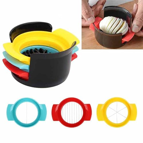 Egg Slicer with Stainless Steel Wire, Egg Cutter, Heavy Duty Egg Cutter Slicer with 3 Slicing Styles for Boiled Eggs Ham Banana and Strawberry