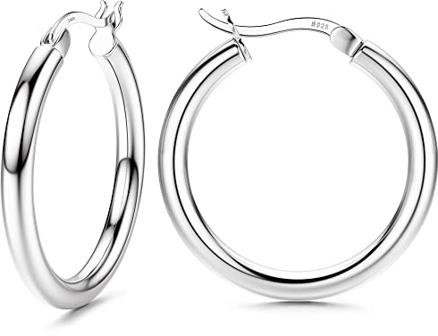 Chriscoco Orecchini Cerchio Argento 925 per Donna Ipoallergenico Leggero Orecchini a Cerchio 13/15/20/25/30/40/50mm