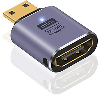 Maxhood Mini HDMI to HDMI Adapter 8K, 48gbps HDMI Mini-HDMI Adapter, Mini HDMI Male to Female Conversion Extension Adapter Supports 3D, 8K@60hz, 4K, 2160P, 1080P, etc 1-Pack