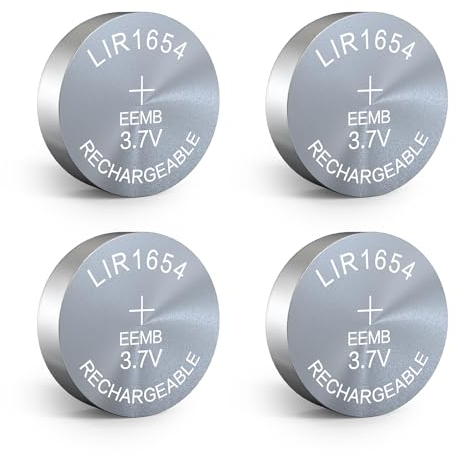 EEMB 4PACK LIR1654 Batteria ricaricabile a bottone agli ioni di litio 3.7V Batteria a gettoni per auricolari Dispositivo indossabile Orologio