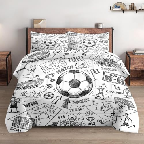 WeCozy Twin Size Comforter Set with Pillowcase, Game Painting Ball Cup Soccer Soft 2 Pcs Bedding for Kids and Adults Bedroom Bed Decor
