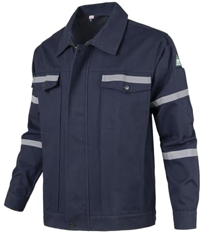 Yukirtiq Herr arbetsjacka hög synlighet flamresistent svetsjacka industriell slitstark arbete bruksrock arbetskläder jackor, marinblå, S