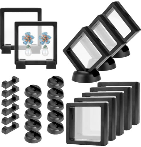 10 Pièces Cadre Flottant Ttransparent 3D, flottants Transparents, Supports d'affichage, Cadre d'affichage Noir pour pièces de Monnaie Anciennes, médaillons AA, Bijoux, Coquillages, fossiles (7 x 7cm)