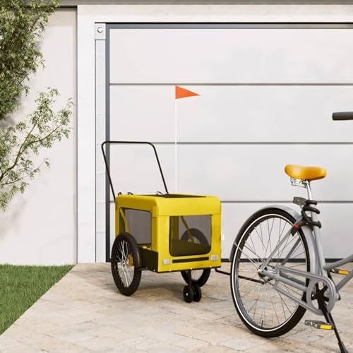 LAPOOH Fahrradanhänger Hunde Gelb und Schwarz Oxford-Gewebe & Eisen, Fahrrad Anhänger, Lastenanhänger, Handwagen, Fahrrad-lastenanhänger, Lastenfahrrad - 93945