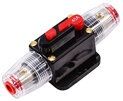 40A Inline-Leistungsschalter Sicherungsrückstellung Rückstellbar 12V-24V DC Zurücksetzen-Sicherungshalter Rückstellbare Sicherung Stromkreisunterbrecher Elektrischer Trennschalter für Auto