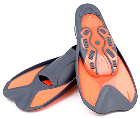 Schwimmtrainingsflossen,Schwimmflossen, S-Flossen, Junior-Schwimmflossen für Rundenschwimmen und Training,Mädchen, Jungen (orange)