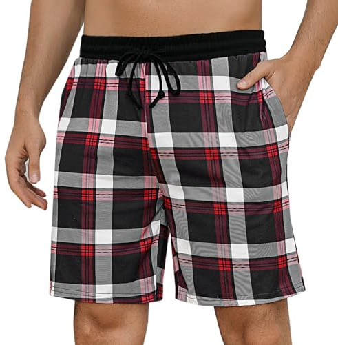 Marvmys Pantalones Pijama Cortos Hombre Algodón Verano | Bicolor con Bolsillos Cintura Elástica Ajustable S-4XL