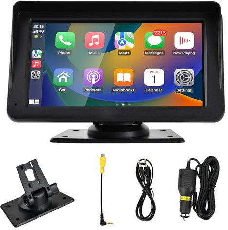 Focenat 7 Monitor Touch Screen Auto Stereo Radio,Autoradio Portatile con Wireless A-pple Carplay Android Auto,Car Audio Radio con Bluetooth,Controllo Vocale,GPS,per auto,navigazione Bluetooth