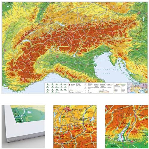 Alpenraum mit Weitwander- und Radfernwegen zum Pinnen auf EasyPrint - Platte: Wandkarte