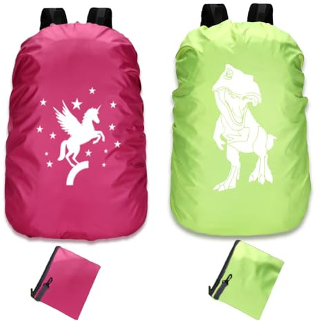 Regenschutz Rucksack Reflektierend,2 Stück Regenschutz Schulranzen,Wasserdicht und Schmutzabweisend,Regenhülle Rucksack,Zum Schutz Rucksäcken Ausflügen, Wandertouren, Camping und Radfahren Geeignet