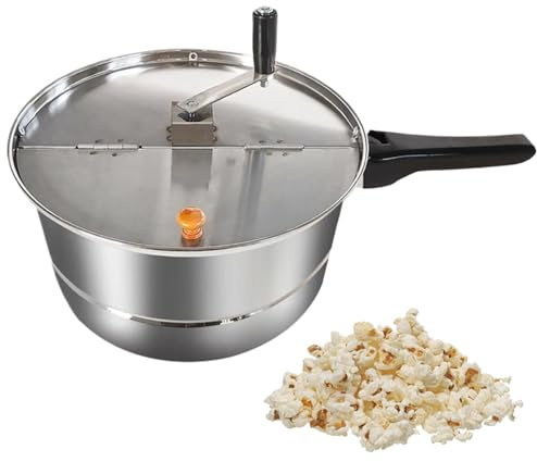 Popcornmaskin manuell omrörning popcornmaskin non-stick rostfritt stål spishäll popcornmaskin popcornkruka med värmeisolering gummihandtag och lock, spishäll popcornmaskin popcornmaskin popcornmaskin