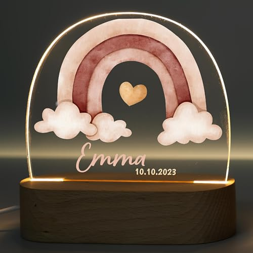 MINIHELDEN - Nachtlicht Baby mit sanftem Licht für Schlafzimmer – Personalisierte Geschenke für Kinder mit Namen – Dimmbares Nachtlicht Kinder – Baby Geschenk zur Geburt – Stilllicht mit USB-Kabel