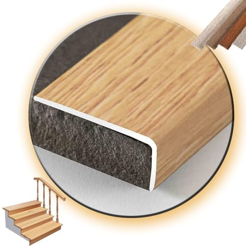 ISAVIA Nez De Marche Aluminium Profilé D'escalier Longueur 36 Pouces, Largeur 30mm Profilé De Protection d'angle pour Escaliers en Bois Grain De Bois Nez De Marche Protecteur De Bord D'escalier(Light