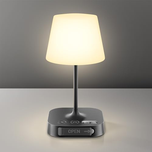 Anordsem Rechargeable Table Lamps for Livingroom: 8000mAh Battery Operated Small Portable Light - 3 Color Dimmable Touch for Kitchen Dining – Home Decor Gifts for Parents (Black)