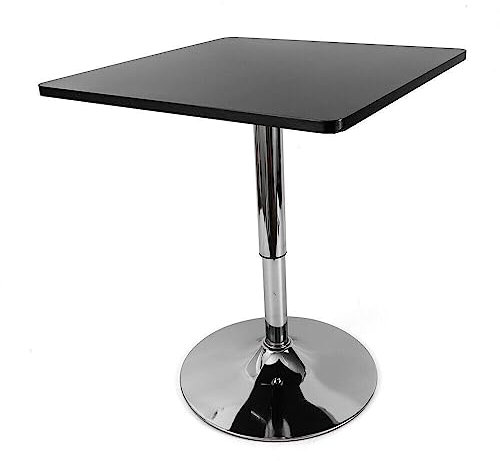 TkkMivcOC Bartisch Stehtisch, Quadratisch Bistrotisch mit Anti Rutsch Pad, Höhenverstellbare Füße, Empfangstisch für Schlafzimmer Cafe Bürogebäude, Max. 150kg, Schwarz