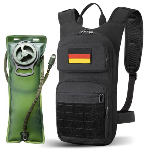 Jueachy Trinkrucksack mit 3L TPU Trinkblase: Skirucksack Fahrradrucksack Klein für Damen Herren Molle Militär Motorrad Rucksack Taktischer Laufrucksack für Fahrrad Laufen Radfahren Wandern Joggen