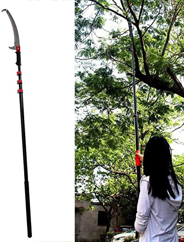 KJZQXYX Sierras de pértiga telescópicas Podadoras de árboles, Podadora de árboles con pértiga Ajustable (18 pies / 24 pies), Podadora de árboles Sierra de pértiga Extensible Manual (5.4m/18FT)