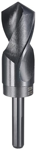 sourcing map Punta da trapano da 33 mm, codolo ridotto da 1/2, 3-Flat 4241, in acciaio ad alta velocità, per nitrurazione nera 118°, per materiali morbidi, legno, plastica, ferro, rame, alluminio