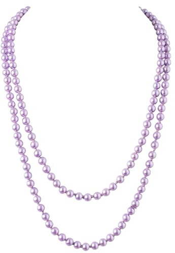 BABEYOND Lång pärla halsband falska pärlhalsband set pärlor långa pärlor smycken 1920-tal Gatsby kostym smycken glas, 140 centimeter, Glas