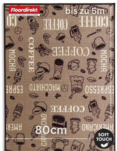Floordirekt Teppichläufer - Coffee - maßgefertigter Feinschlingen Teppich Läufer für Küche, Flur & Wohnraum - Coffee (80 x 250 cm)