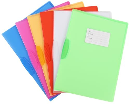 Carpeta de presentación frontal de informes, carpetas de plástico con clip oscilante de lado medio, tamaño carta A4, documentos de oficina y negocios (6 unidades, 6 colores)