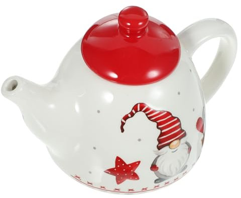 VICASKY Teiera Decorativa Natalizia in Ceramica Impugnatura Laterale Ergonomica, Bollitore Per Tè Da Casa Resistente Al Calore, Set Da Tè a Tema Natale Per Feste e Uso Quotidiano