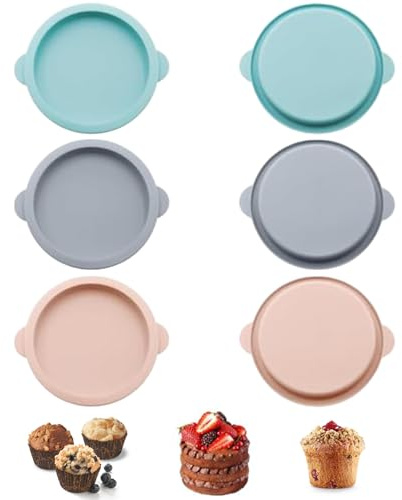 LIUYIDM Silikon Runde Kuchenform 6 Stück Tortenboden Backform Durchmesser | 12 cm Silikon Backformen Eierform Silikon Burger Buns Backform Silikonbackform Rund zum FrüHstück Eiersandwiches Cupcakes