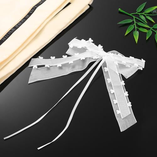 10 PcsNoeud Voiture Mariage Blanc, Arcs Nœuds de Mariage de Voitures, Arcs Decoration Noeud Deco Voiture Mariages, Ruban Voitures Mariages, pour Décoration de Cadeau, Deco Noël Fête