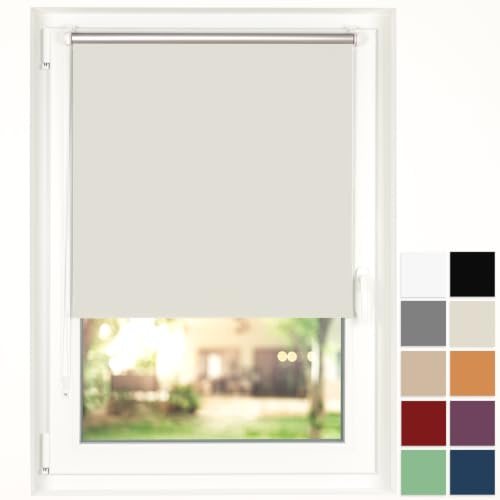 Blumtal Rollo 60x130cm occultant sans perçage - 100% obscurcissant, Thermique et Anti-UV - Store Enrouleur à Pinces, 4 Couches, Isolation Chaleur et Froid - Montage Facile -Ivory