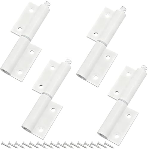 HECHKJ 4 Pares de Bisagras de Puerta, Bisagras Metálicas Blancas para Madera, con Accesorios de Montaje, para Puertas de Armarios, Ventanas y Muebles