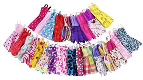XUMIUZIY Dockklädsset, Härliga Klänning Modeaccessoarer, 46st Säkerhetsdocka Kläder Set för Flickor, Plast/tyg (Färgrik #97)