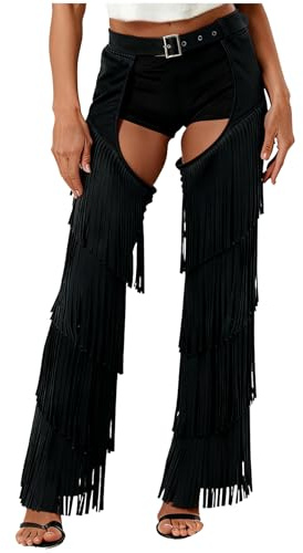 SiiRoh Damer vintage falsk mocka chaps western cowgirl bodysuit skurna ridbyxor