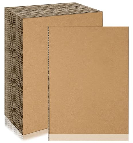 pangutheos 20 Piezas A3 Carton Corrugado, 2 mm Papel Ondulado, Marrón Hojas de Carton Corrugado Marrón, Cartón Rígido para Bricolaje, Pintura y Creación Artística