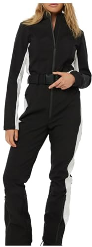 EQWIGKEIT Traje de nieve para mujer, de una pieza, softshell, invierno, a prueba de viento, impermeable, mono de esquí cálido, traje de esquí deportivo, mono de nieve para actividades al aire libre