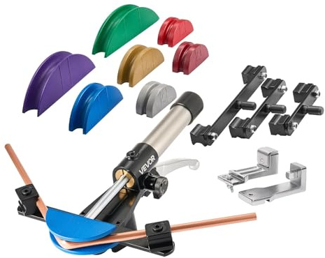 VEVOR Hydraulisches Rohrbiegegerät, 6-22 mm, Rohrbieger, Vorwärts-/Rückwärts, für HLK-Anlagen, mit 7 farbigen Aluminiumlegierungs-Backen, für HLK-Klimaanlagen, Kältetechnik & Autoreparaturen