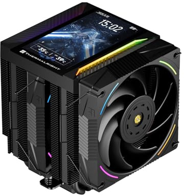 TR-Thermalright Peerless Assassin 120 Vision MAX ARGB svart CPU-kylare, Dual-Tower-design med 6 värmerör och 5-tums IPS-skärm, två 120 mm PWM-fläktar, för AM5/AM4 och Intel LGA1851/1700/115x/1200