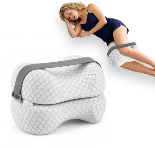 Kniekissen für Seitenschläfer mit Band, Seitenschläferkissen für Knie&Beine | Ergonomisches Kniekissen, hochelastischer Memory-Schaum, 2er-Set mit verdecktem Reißverschluss, für mehr Schlafkomfort