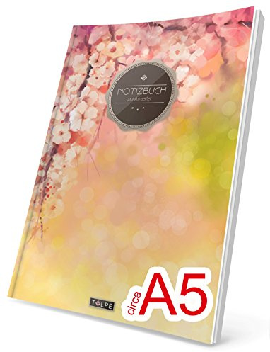TULPE Punktraster Notizbuch: Ca. A5 „C089 Frühlingsblumen“ (Vintage Softcover, Register, Punktpapier - Bullet Journal, Kalligraphie Übungsheft, Skizzenbuch, Gepunktete Seiten, Dotted Grid Journal)