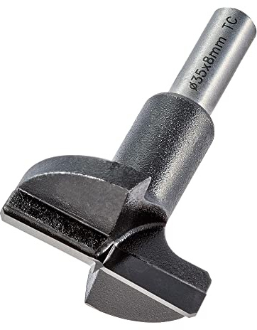 Trend Hinge Sinking Drill Bit, 35mm, for Recessing Circular Hinges | Cuts Clean 35mm Recesses For Circular Hinges In Pillar Drills For Accurate Fitting, T420/35X8MMTC