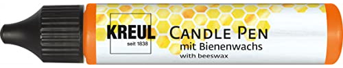 KREUL 49703 - Candle Pen, orange, 29 ml, Kerzenstift mit feiner Malspitze, Farbe mit Bienenwachs zum Verzieren & Bemalen von Kerzen