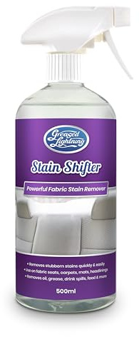 Greased Lightning Stain Shifter Car Fabric & Upholstery Cleaner 500ml | Eliminates stubborn oil & grease stains from seats, carpets & headlining. Fragrance-free, spray & wipe formula. UK made.