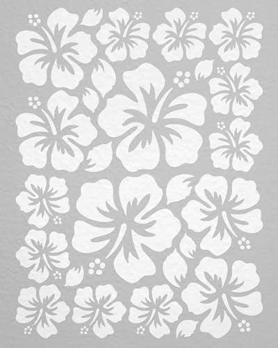 WANDfee Wandtattoo Hibiskus Blumen Hibiskusblüten FARBWUNSCH weiss Wandsticker Wandaufkleber Fliesenaufkleber